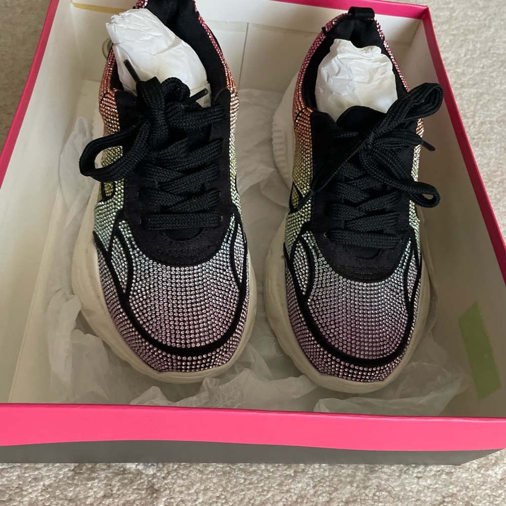 Gianni Bini Black and Multicolor Rhinestone Sneakers